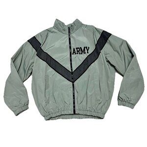 US Army Training IPFU Reflective Full Zip Windbreaker Jacket Size Small/Med Gray